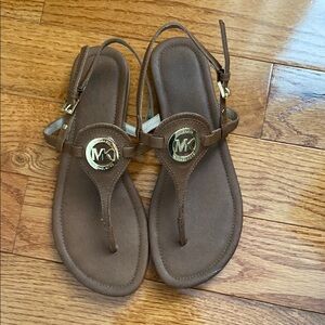 Brown Sandals with Gold Accents